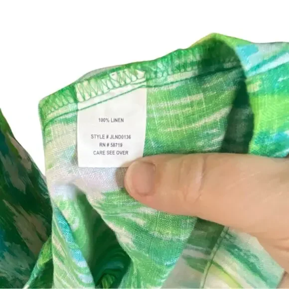 Vintage Choices 100% Linen Sleeveless Green and Blue Maxi Dress small - Picture 8 of 15